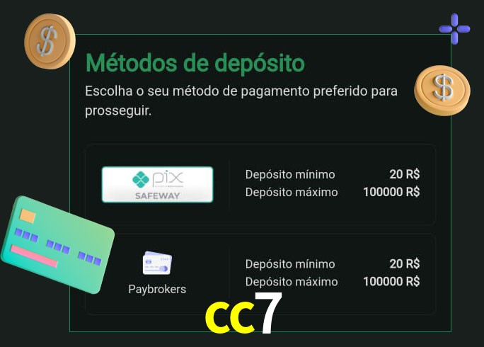 O cassino cc7 oferece uma grande variedade de métodos de pagamento